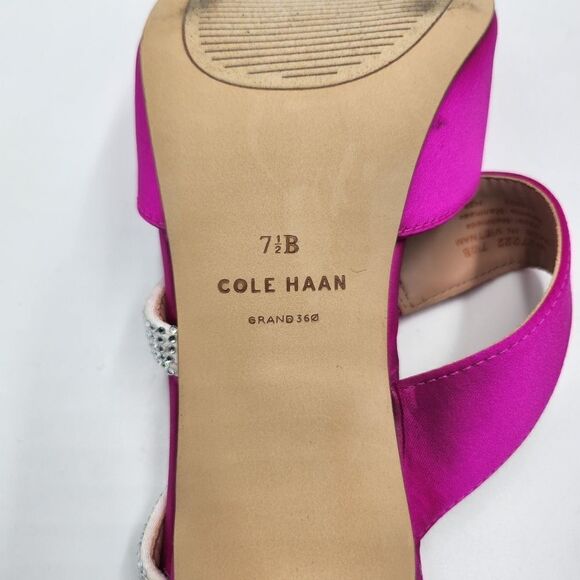 *NWOB Cole Haan Gabbie fuchsia Pink satin jeweled Mule 7.5B - Picture 7 of 11